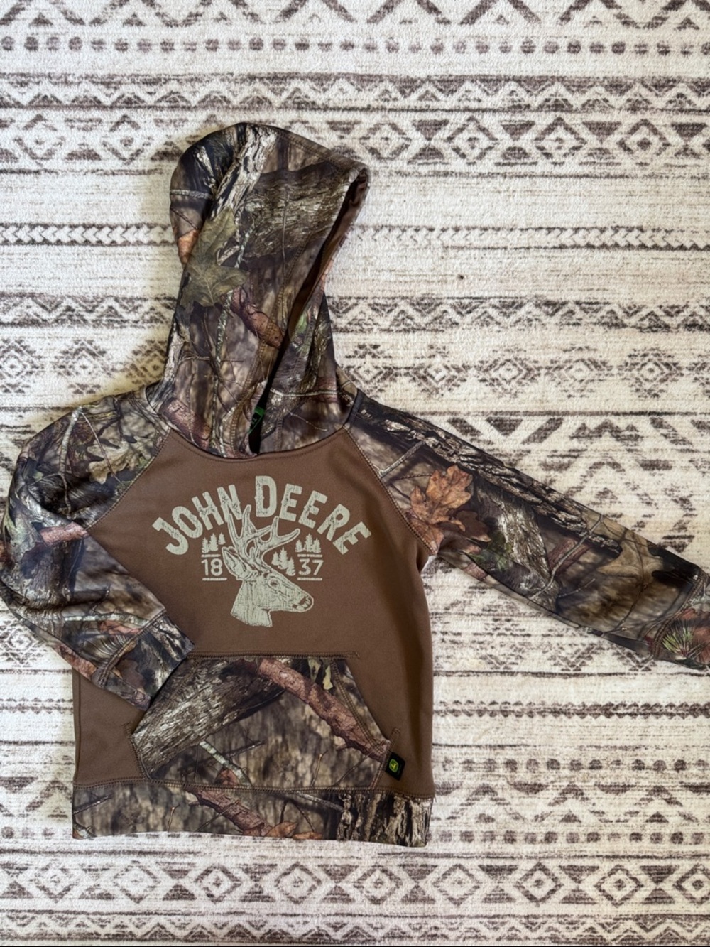 John Deere kids Brown and Green Camo Pullover Hoodie